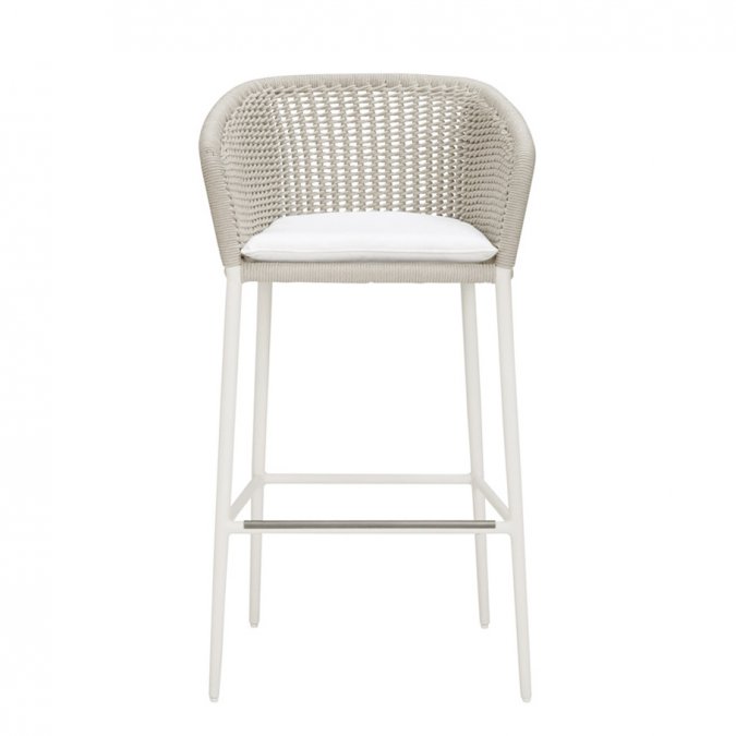 Кресло барное плетеное с подушками JANUS et Cie Knot окаменелость
