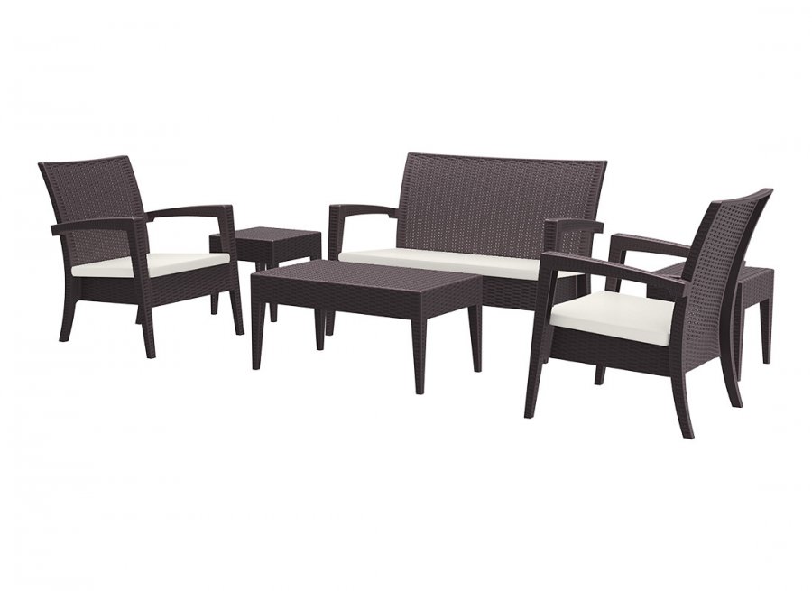 Кресло пластиковое плетеное с подушкой Miami Lounge Armchair