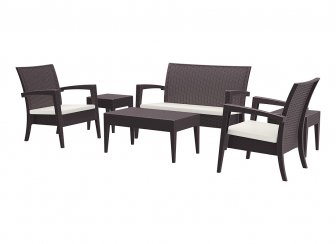 Диван пластиковый плетеный двухместный с подушкой Miami Lounge Sofa