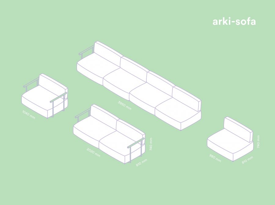 Модуль угловой с левым подлокотником Arki-Sofa