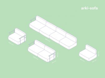 Модуль угловой с левым подлокотником Arki-Sofa