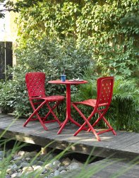 Стол пластиковый обеденный Spritz + Spritz Mini, красный, Ø605х400-765 мм