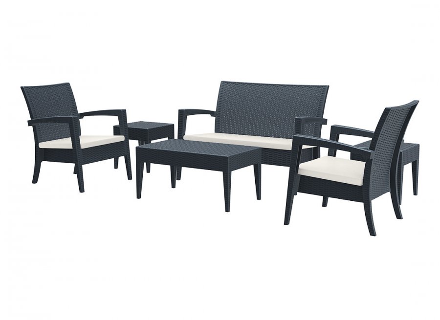 Кресло пластиковое плетеное с подушкой Miami Lounge Armchair