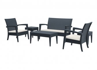 Диван пластиковый плетеный двухместный с подушкой Miami Lounge Sofa