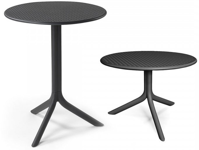Стол пластиковый обеденный Step + Step Mini, антрацит, Ø605х400-765 мм