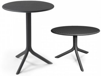 Стол пластиковый обеденный Step + Step Mini, антрацит, Ø605х400-765 мм