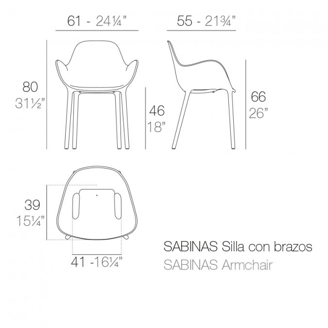 Кресло пластиковое Vondom Sabinas Basic глина