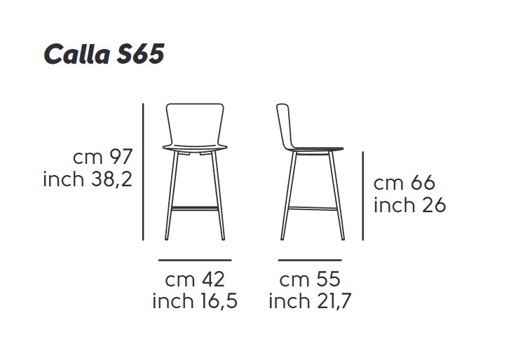 Стул полубарный пластиковый MIDJ Calla S65 M PP антрацит, серый