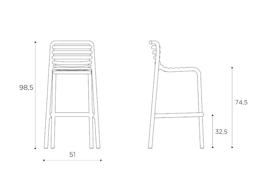 Стул пластиковый барный Nardi Doga Stool табак