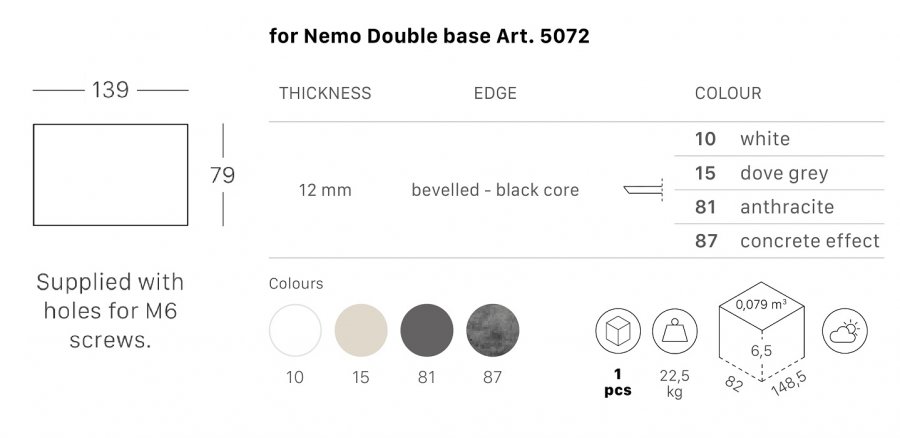 Столешница прямоугольная Compact Laminate для подстолья Nemo Double