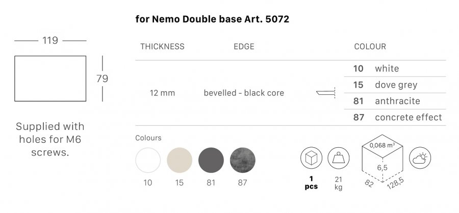 Столешница прямоугольная Compact Laminate для подстолья Nemo Double