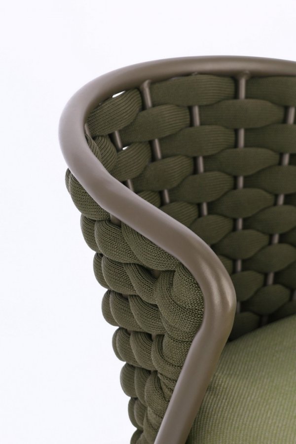 Стул плетеный с подушкой Garden Relax Harlow коричневый, зеленый, оливковый