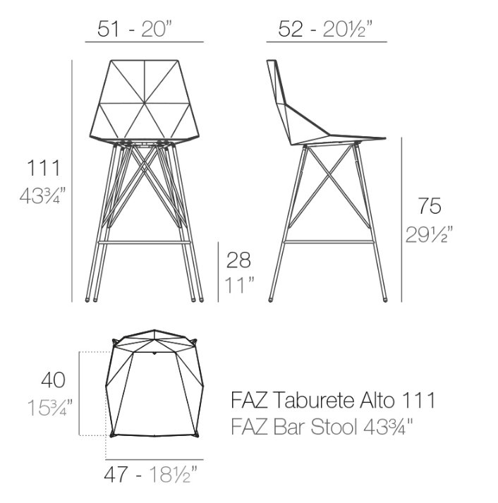 Стул пластиковый барный Vondom Faz Basic белый