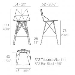 Стул пластиковый барный Vondom Faz Basic белый