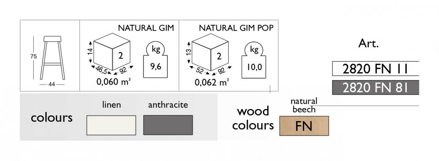 Табурет барный пластиковый Scab Design Natural Gim натуральный бук, антрацит