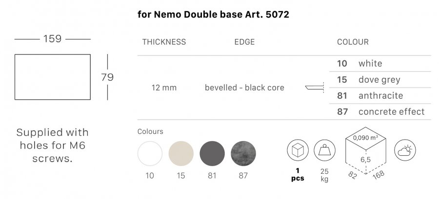 Столешница прямоугольная Compact Laminate для подстолья Nemo Double