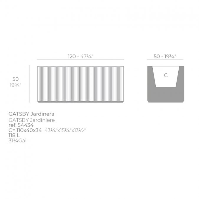 Кашпо пластиковое Gatsby Jardiniere Basic
