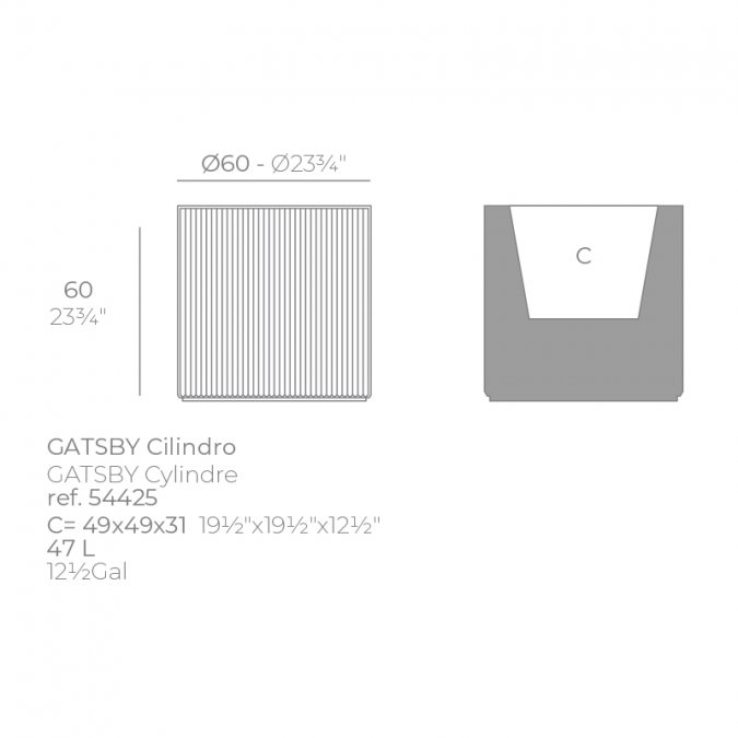 Кашпо пластиковое Gatsby Cylinder Basic
