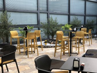 Стул пластиковый барный Nardi Net Stool горчичный