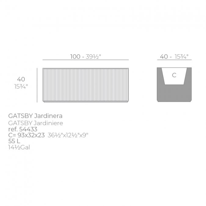 Кашпо пластиковое Gatsby Jardiniere Basic