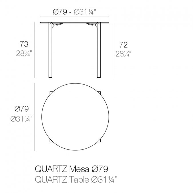Стол обеденный ламинированный Quartz Basic, белый, Ø790х730 мм