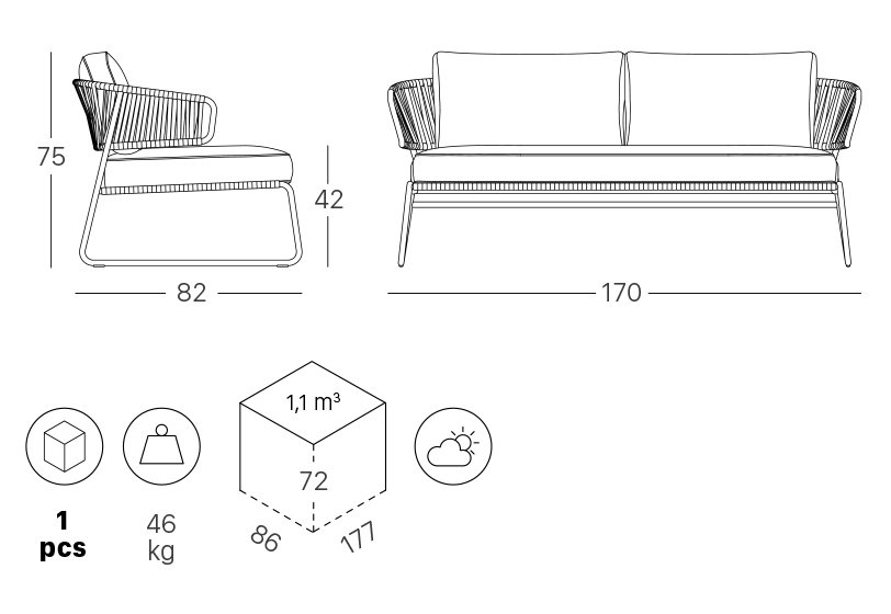 Диван плетеный с подушками Lisa Sofa Club