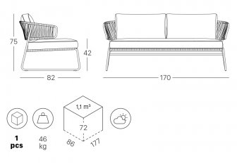 Диван плетеный с подушками Lisa Sofa Club