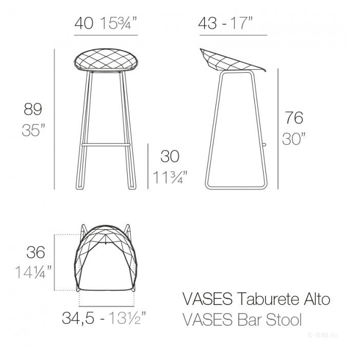 Стул пластиковый барный Vondom Vases Basic черный