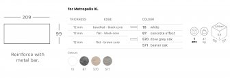 Столешница прямоугольная для подстолья Metropolis XL