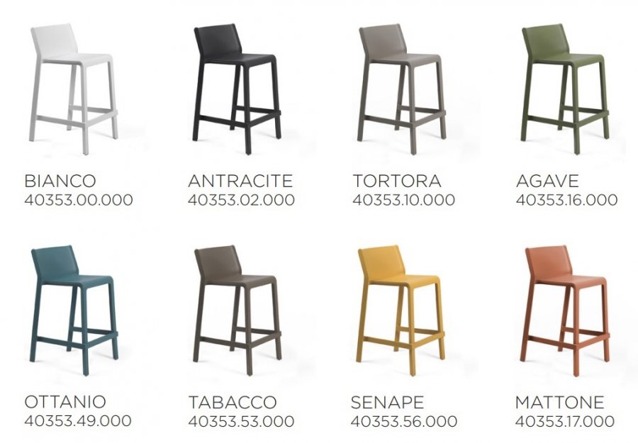 Стул пластиковый полубарный Nardi Trill Stool Mini табак