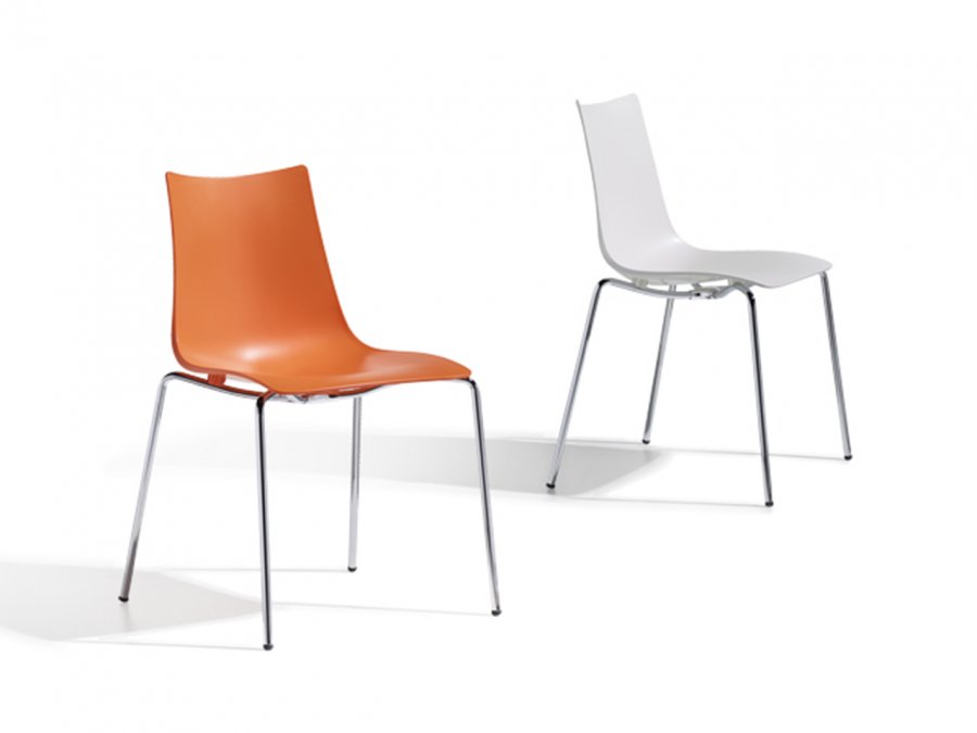 Стул пластиковый Scab Design Zebra Technopolymer 4 Legs хром, лен