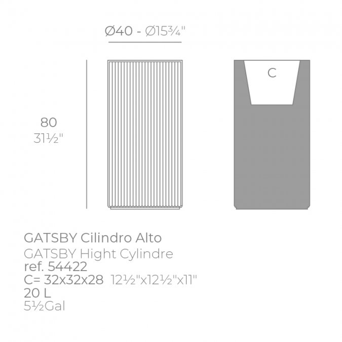 Кашпо пластиковое Gatsby Cylinder Basic