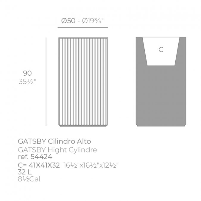 Кашпо пластиковое Gatsby Cylinder Basic