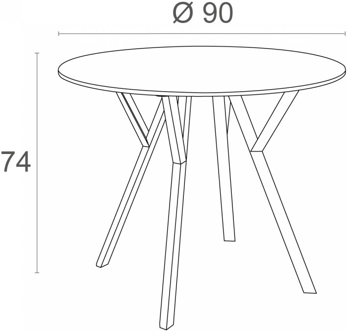 Стол пластиковый Max Table Ø90, белый, Ø900х740 мм