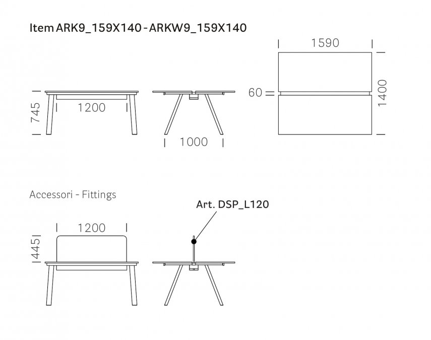Стол ламинированный с перегородкой Arki-Table Desk
