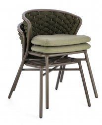 Стул плетеный с подушкой Garden Relax Harlow коричневый, зеленый, оливковый