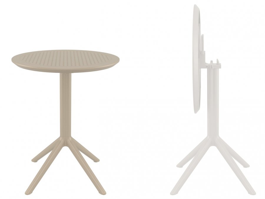 Стол пластиковый складной Sky Folding Table 60, бежевый, 600х740 мм