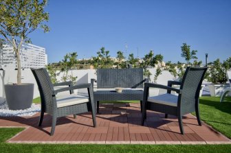Диван пластиковый плетеный двухместный с подушкой Miami Lounge Sofa