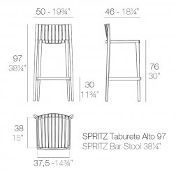 Стул пластиковый барный Vondom Spritz Basic слоновая кость