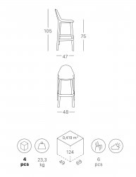 Стул барный пластиковый Scab Design Piu тортора