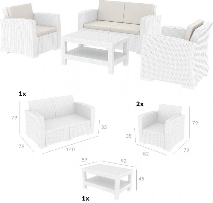 Комплект пластиковой плетеной мебели Monaco Lounge Set