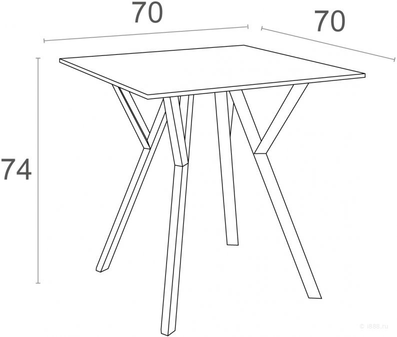 Стол пластиковый Max Table 70, черный, 700х700х740 мм