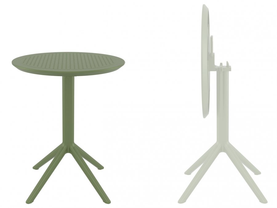 Стол пластиковый складной Sky Folding Table 60, оливковый, 600х740 мм