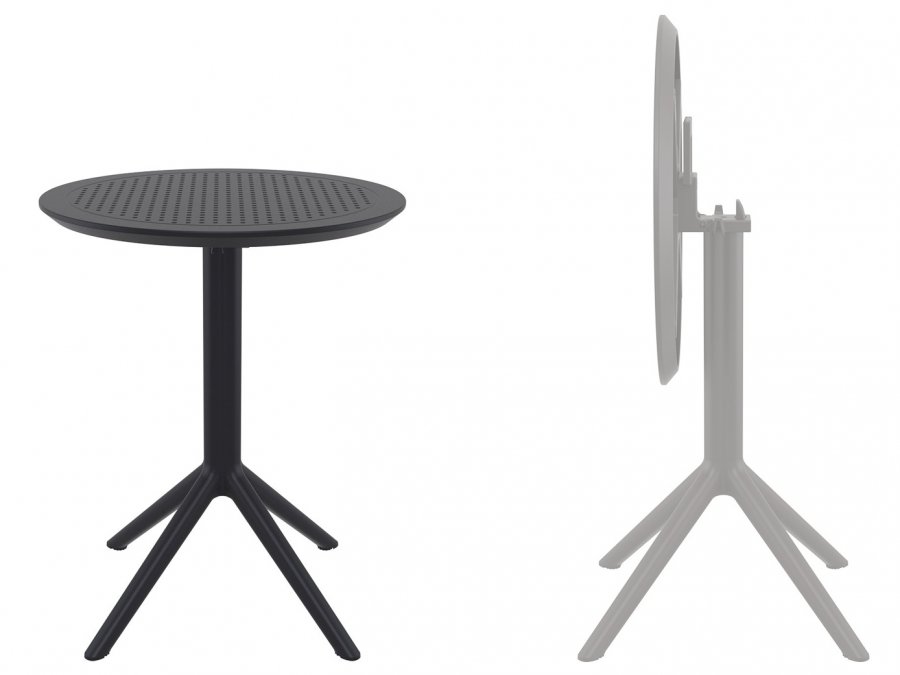 Стол пластиковый складной Sky Folding Table Ø60, черный, Ø600х740 мм