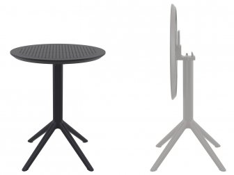 Стол пластиковый складной Sky Folding Table Ø60, черный, Ø600х740 мм