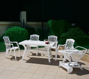 Садовый обеденный стол 140х80 см Roma, белый