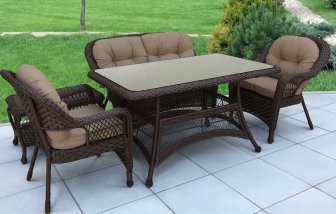 Комплект плетеной мебели T130Br/LV520BB-Brown/Beige