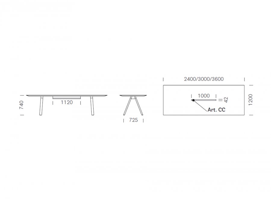 Стол с каналом для протяжки проводов Arki-Table CC Wood