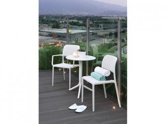 Стол пластиковый обеденный Step + Step Mini, белый, Ø605х400-765 мм