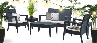 Диван пластиковый плетеный двухместный с подушкой Miami Lounge Sofa